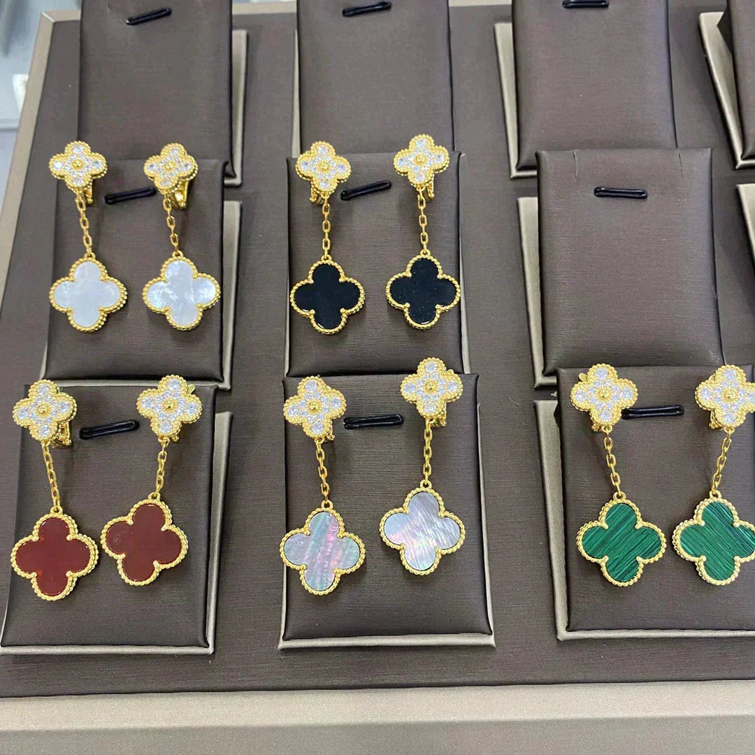 ¡®Lume Jewelry¡¯CLOVER 2 MOTIFS DIAMOND EARRINGS (MULTIPLE CHOICESç´