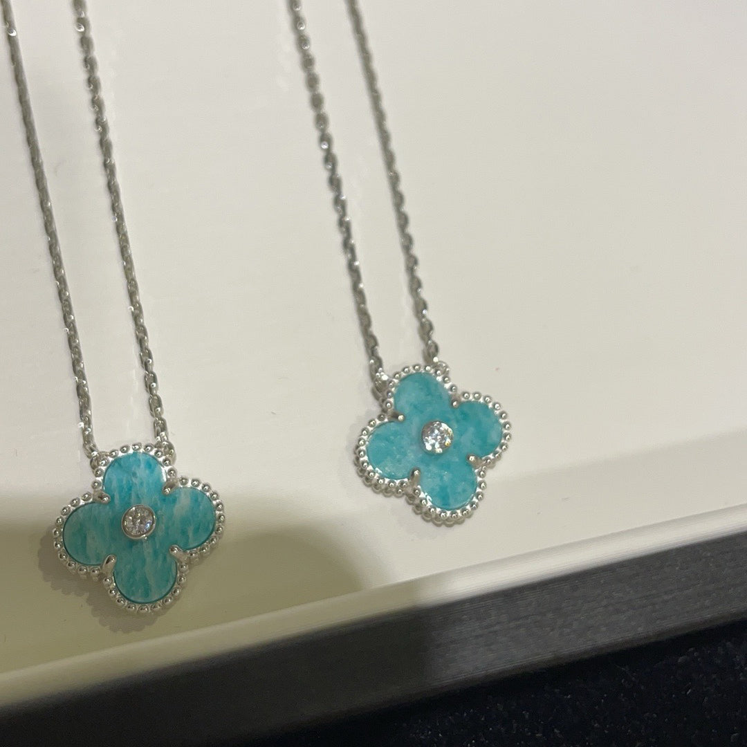 ¡®Lume Jewelry¡¯CLOVER 15MM DIAMOND SVRES PORCELAIN NECKLACE SILVER