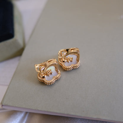 ¡®Lume Jewelry¡¯LUCKY PINK GOLD WHITE MOP EARRINGS