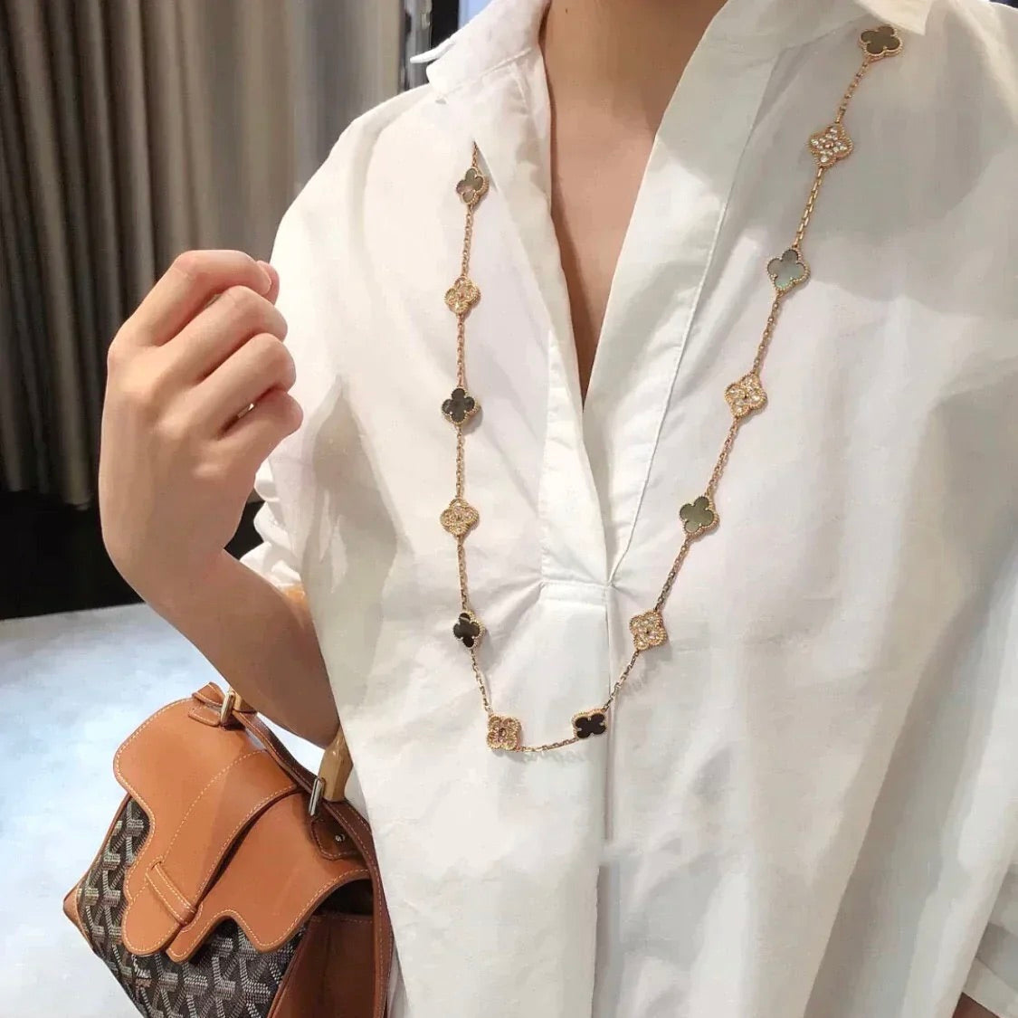 ¡®Lume Jewelry¡¯CLOVER 20 MOTIFS DARK MOP DIAMOND  NECKLACE