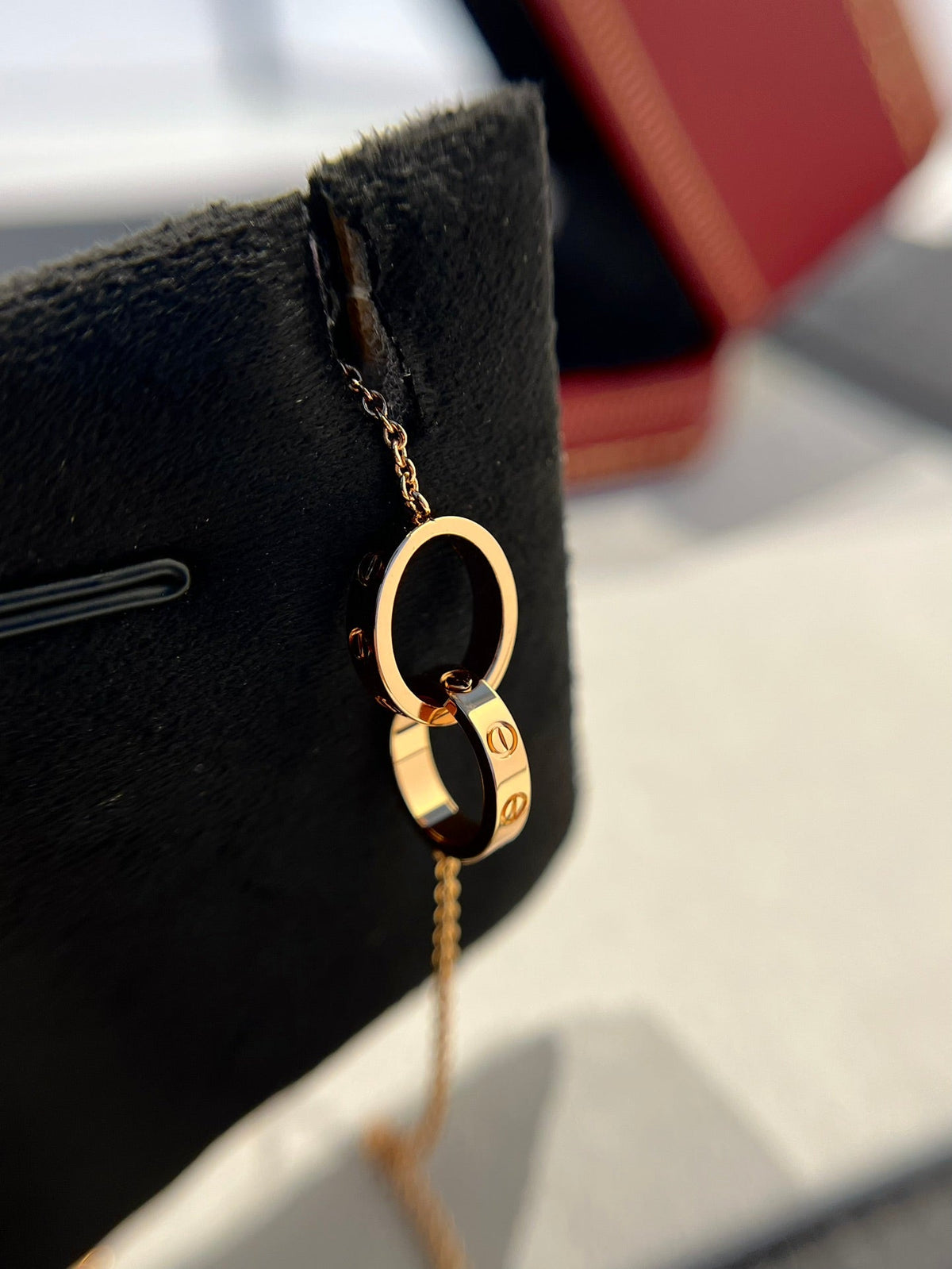 ¡®Lume Jewelry¡¯LOVE NECKLACE DOUBLE RING PINK GOLD