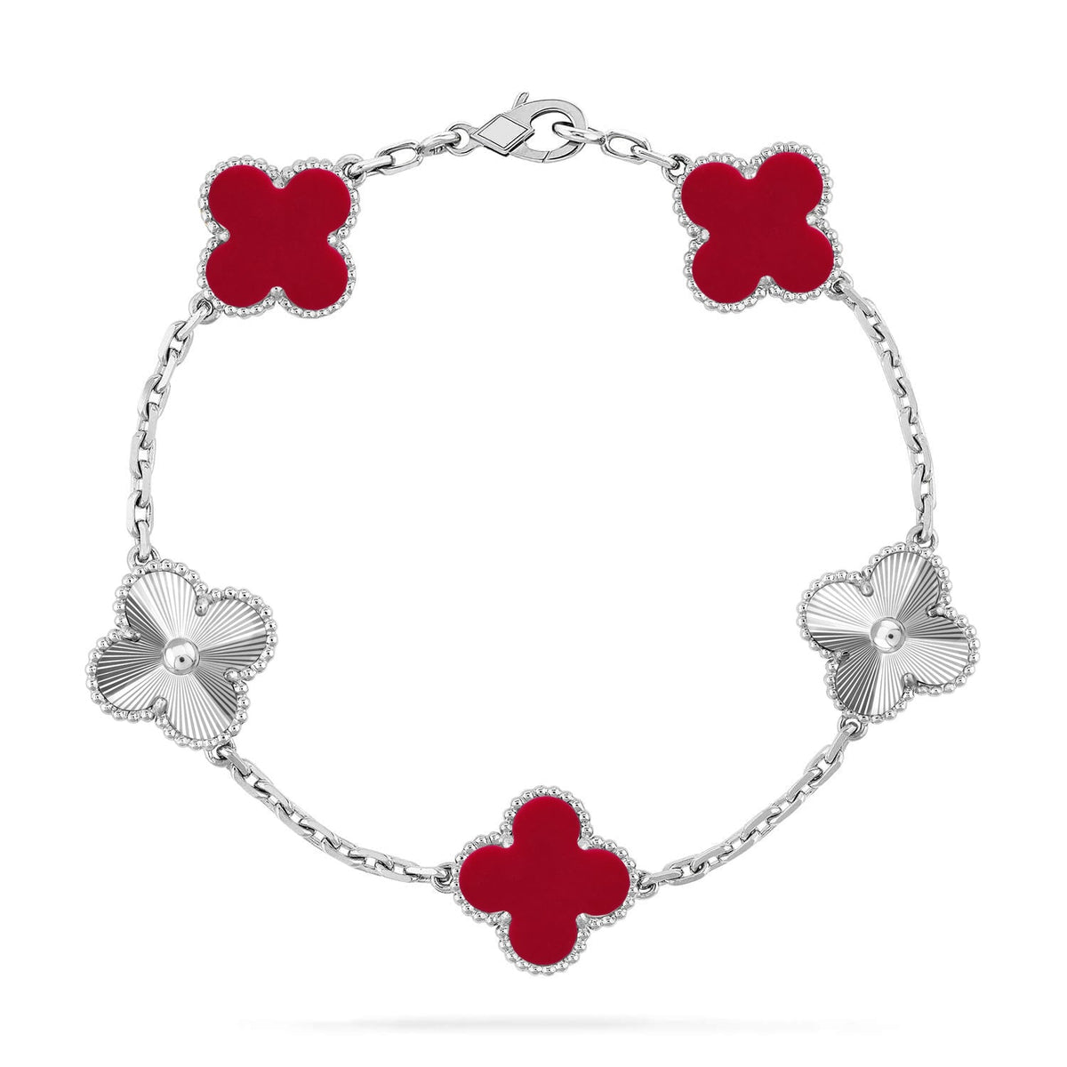 [Lume Jewelry]New  CLOVER 5 MOTIF RED CORNELIAN BRACELET COLLECTION