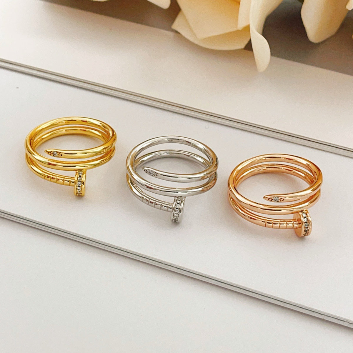 ¡®Lume Jewelry¡¯Juste un Clou Double‑Loop Diamond‑Set Ring