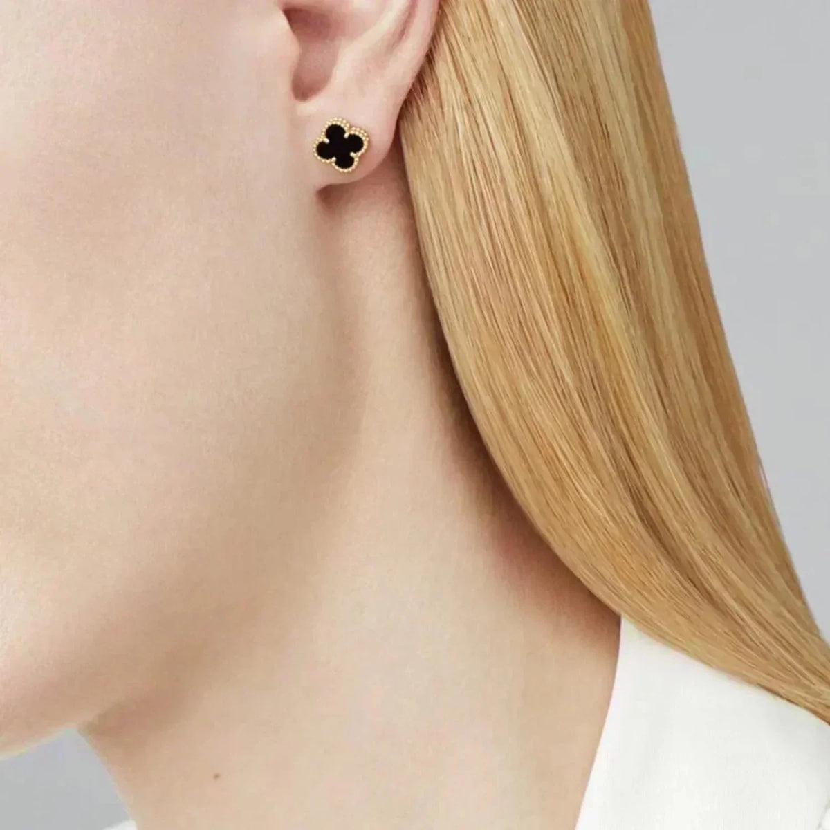 ¡®Lume Jewelry¡¯CLOVER MINI 9.5MM BLACK MOP EARRINGS