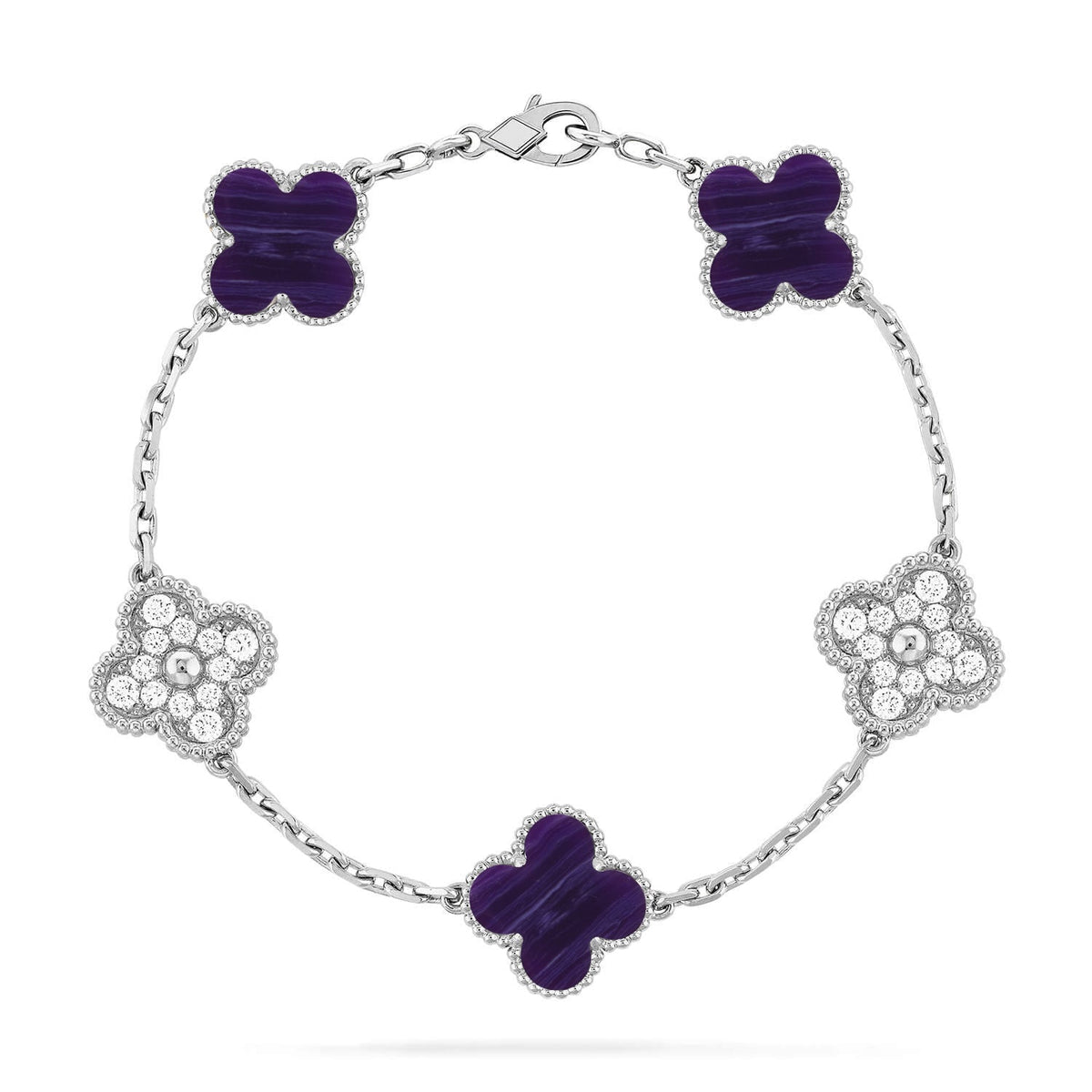 [Lume Jewelry]New CLOVER 5 MOTIF PURPLE STRIPES BRACELET COLLECTION
