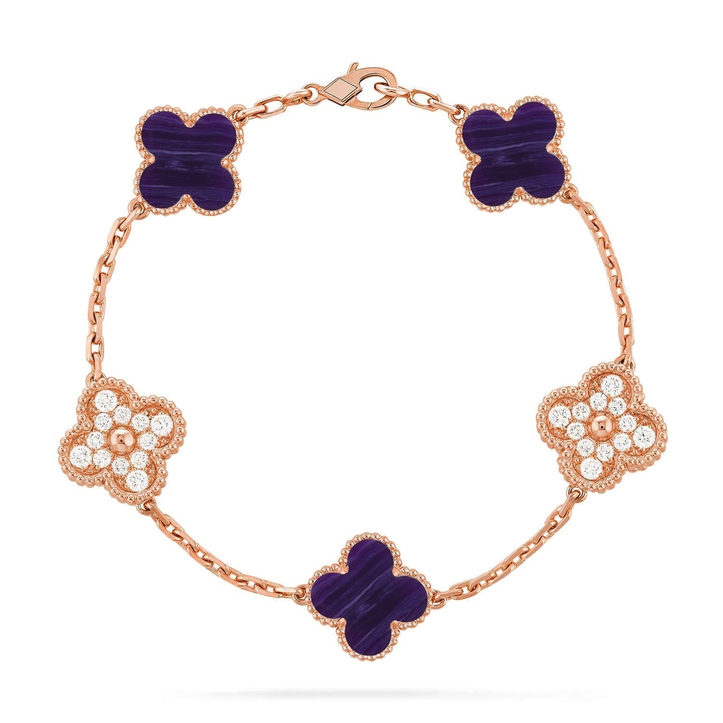 [Lume Jewelry]New CLOVER 5 MOTIF PURPLE STRIPES BRACELET COLLECTION