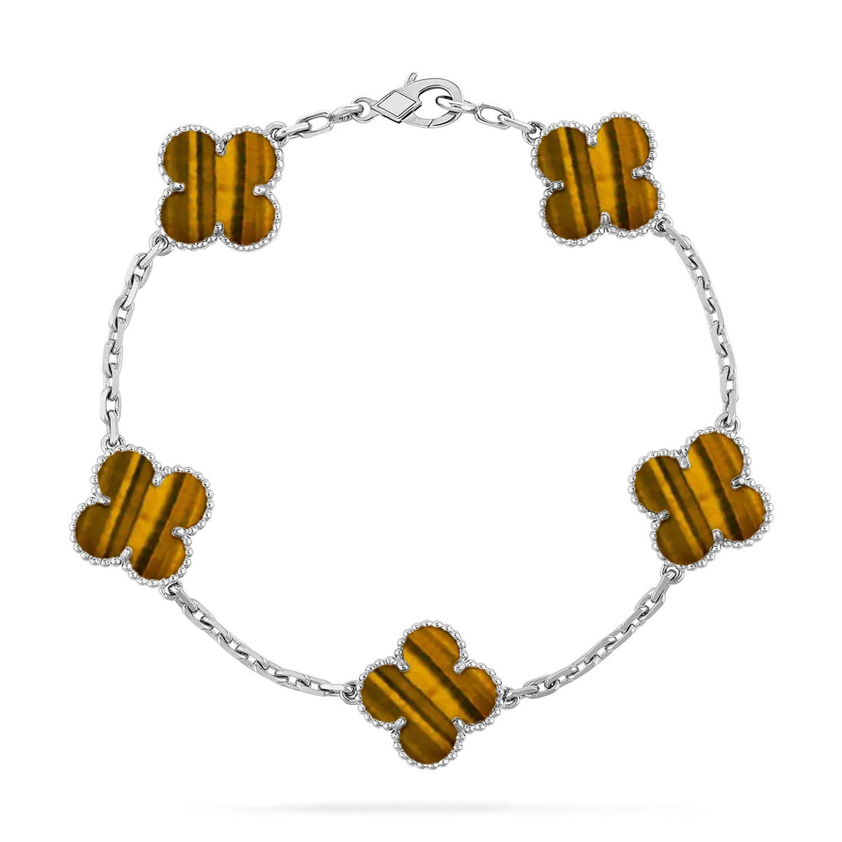 [Lume Jewelry]New  CLOVER 5 MOTIFS TIGER EYE BRACELET COLLECTION