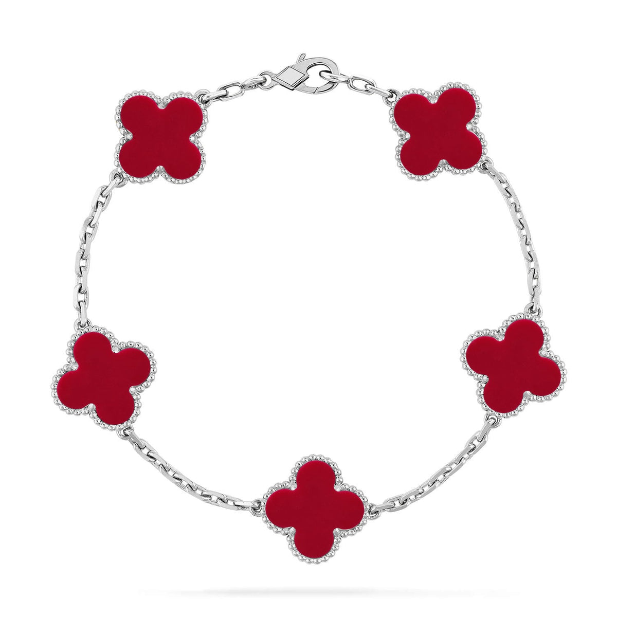 [Lume Jewelry]New  CLOVER 5 MOTIF RED CORNELIAN BRACELET COLLECTION