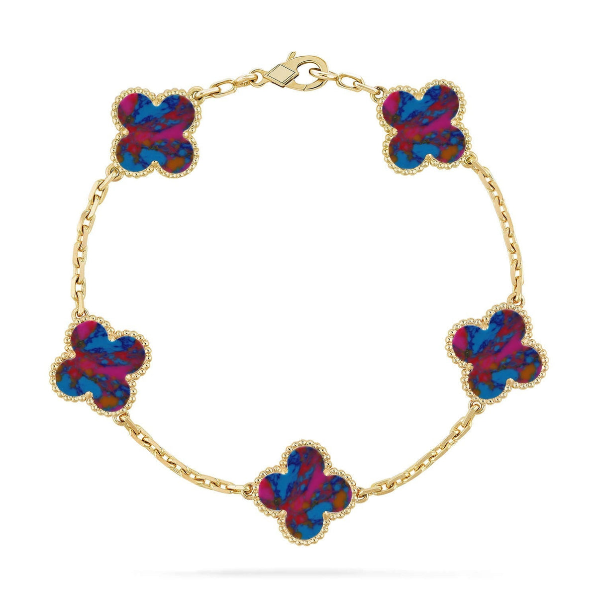 [Lume Jewelry]New CLOVER 5 MOTIF COLOR GEMSTONES BRACELET COLLECTION