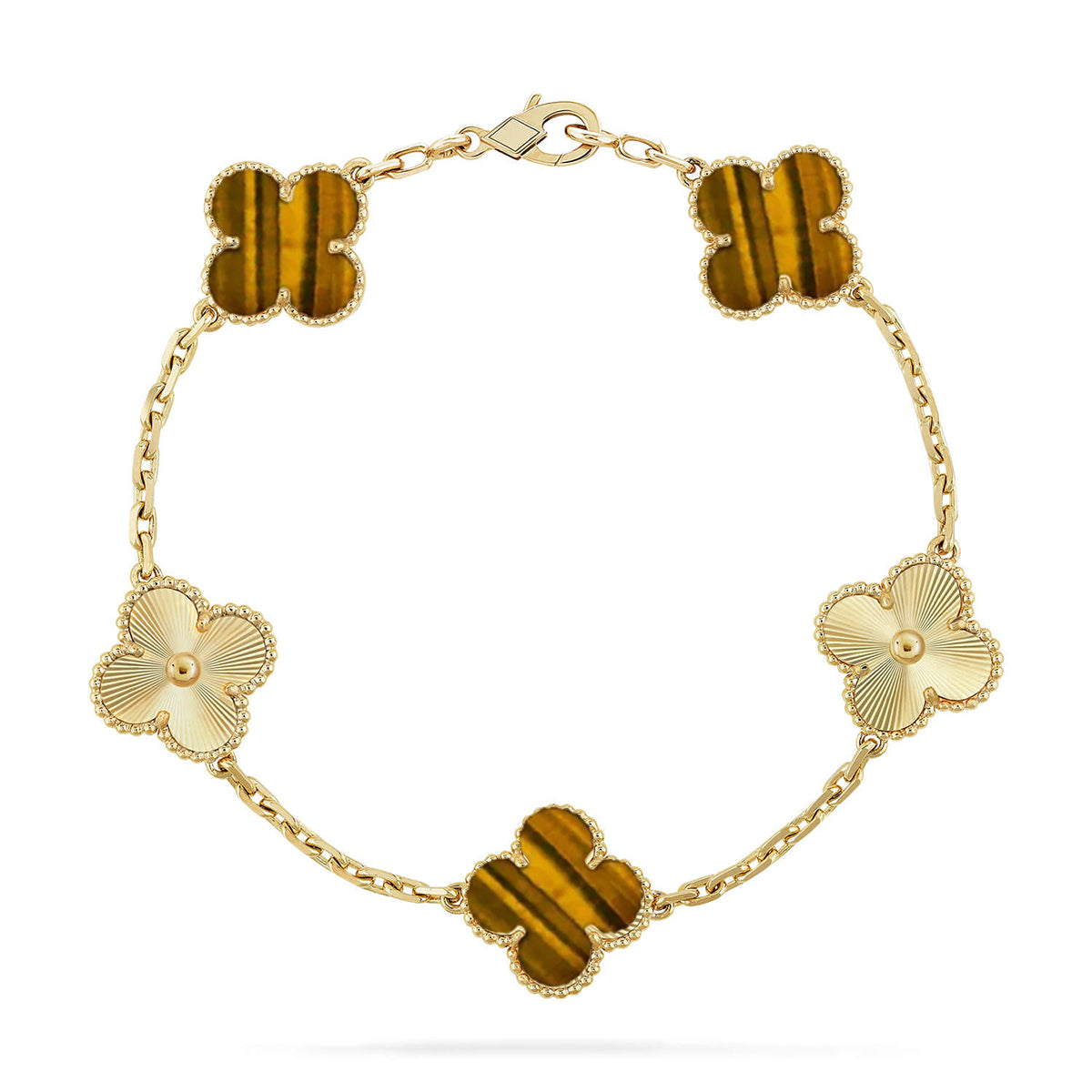 [Lume Jewelry]New  CLOVER 5 MOTIFS TIGER EYE BRACELET COLLECTION