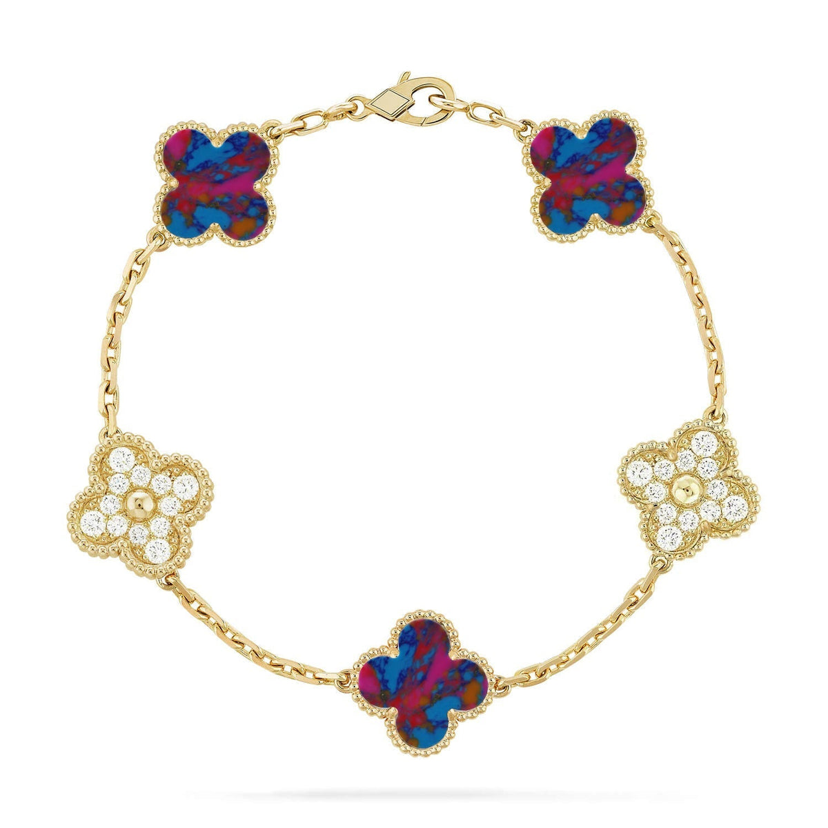[Lume Jewelry]New CLOVER 5 MOTIF COLOR GEMSTONES BRACELET COLLECTION