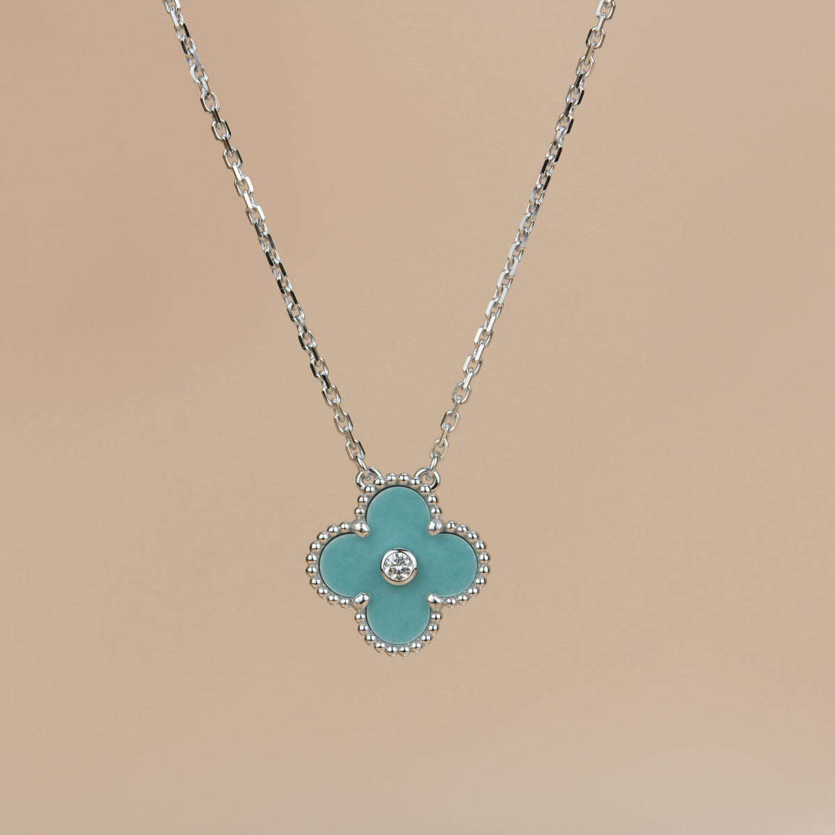 ¡®Lume Jewelry¡¯CLOVER 15MM DIAMOND SVRES PORCELAIN  NECKLACE SILVER