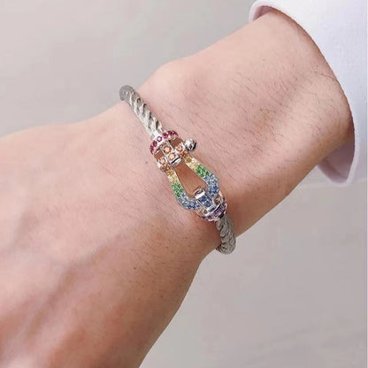 ¡®Lume Jewelry¡¯FORCE LARGE HORSESHOE  COLORED DIAMOND BRACELET ROSE GOLD