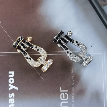 ¡®Lume Jewelry¡¯FORCE LARGE HORSESHOE BLACK WHITE DIAMOND BRACELET SILVER