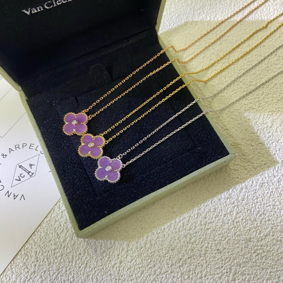 ¡®Lume Jewelry¡¯CLOVER 15MM DIAMOND  PURPLE VIOLET NECKLACE