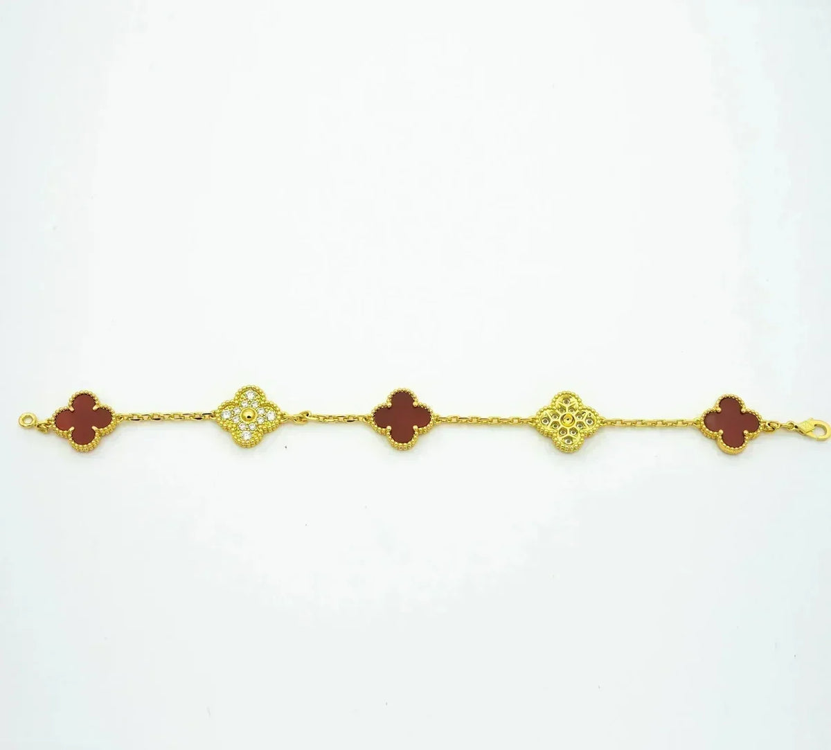 [Lume Jewelry]New  CLOVER 5 MOTIF RED CORNELIAN BRACELET COLLECTION
