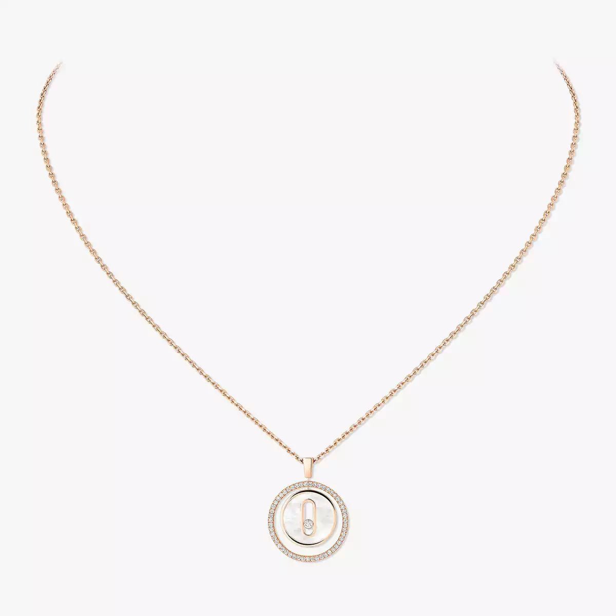 [Lume Jewelry]Lucky Move Diamond Necklace in Rose Gold and White Mother-of-Pearl