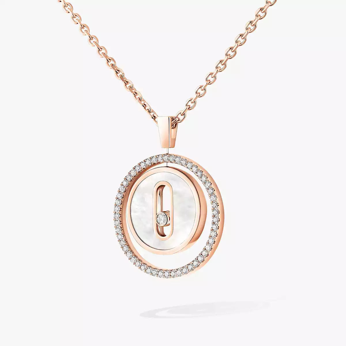 [Lume Jewelry]Lucky Move Diamond Necklace in Rose Gold and White Mother-of-Pearl