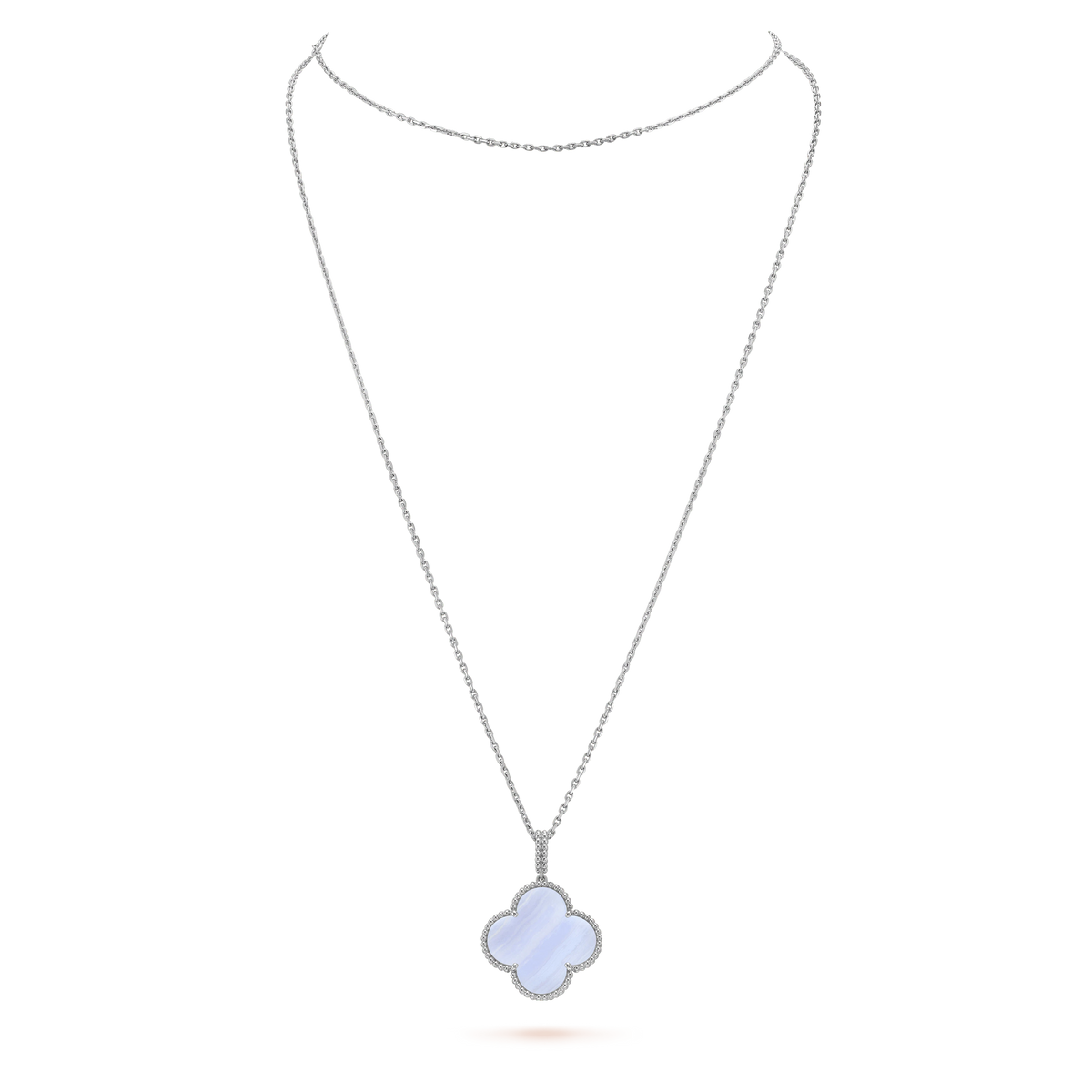 ¡®Lume Jewelry¡¯CLOVER SILVER CHALCEDONY BIG CLOVER NECKLACE