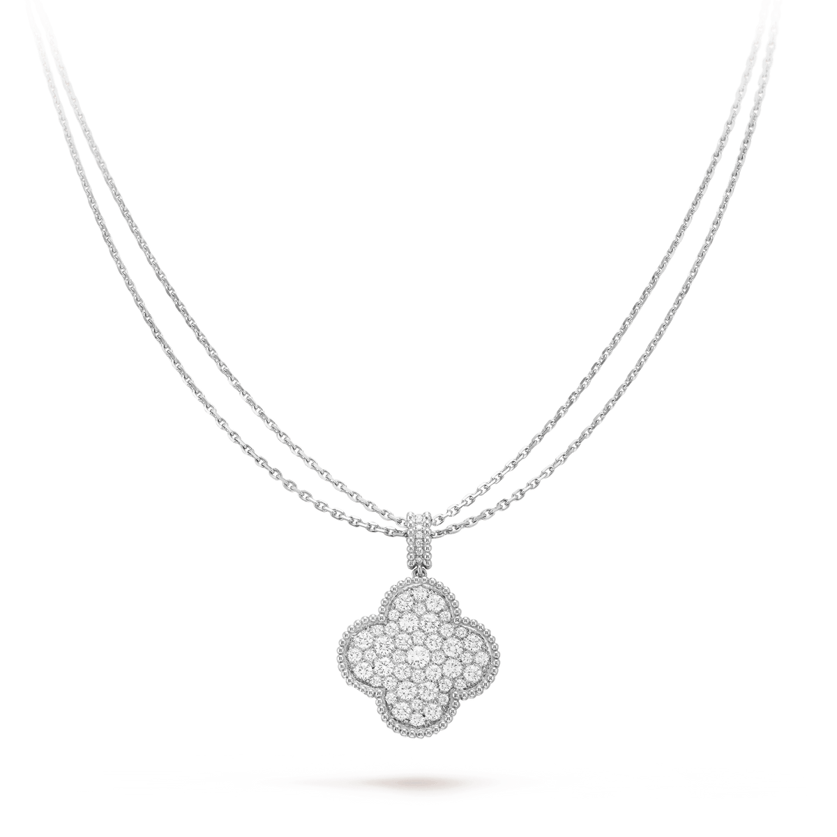 ¡®Lume Jewelry¡¯CLOVER 25MM SILVER FULL DIAMOND BIG CLOVER NECKLACE